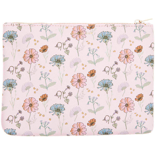 Soft Pink Floral Zip Pouch