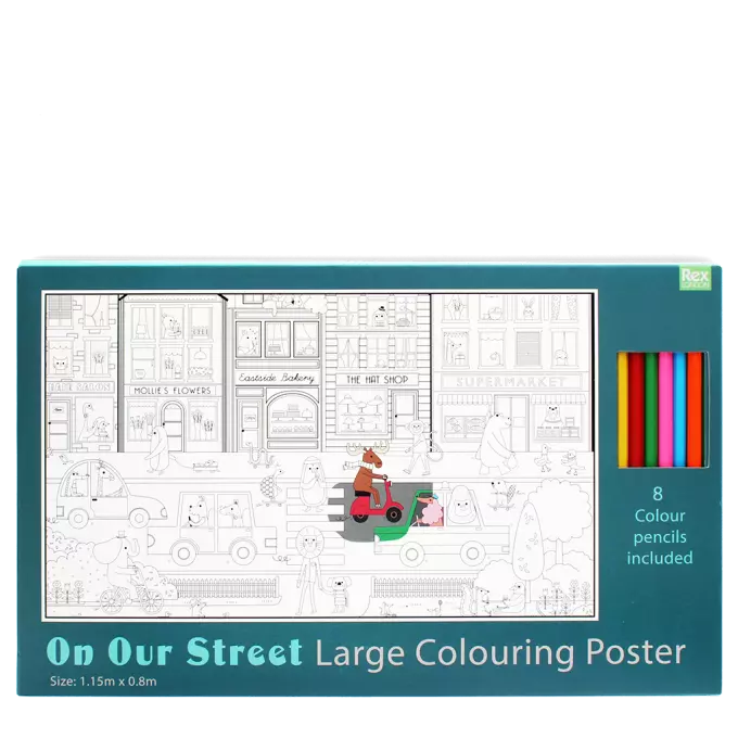 Large Colouring Poster: On Our Street