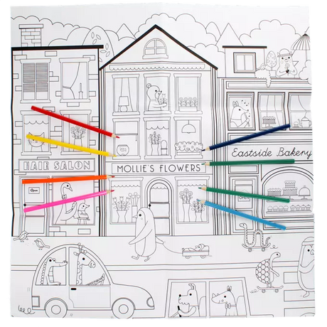 Large Colouring Poster: On Our Street