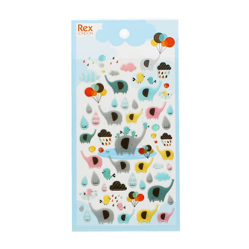 3D Puffy Elephant Rain Party Stickers