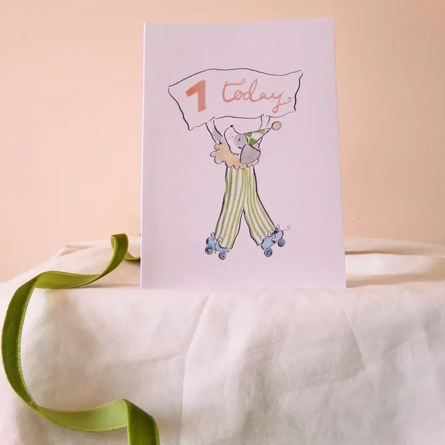 Age 7 Roller Skate Pup Card