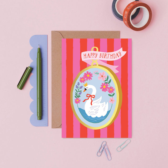 Swan Birthday Card