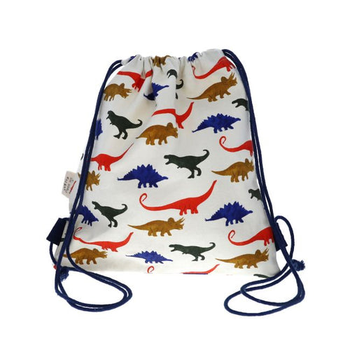 Dinosaur Linen Drawstring Bag