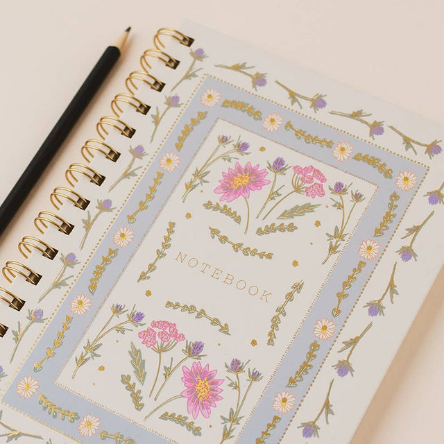 Floral Border Notebook Journal Cream