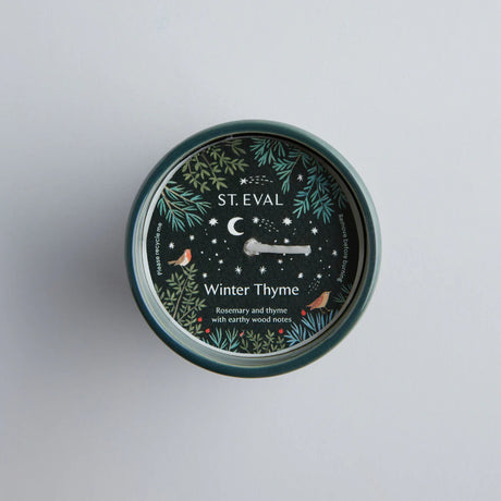 Winter Thyme Forest Green Pot Candle