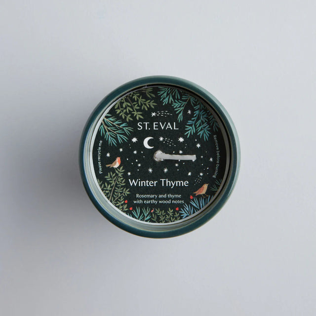 Winter Thyme Forest Green Pot Candle