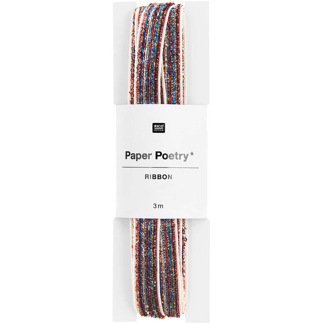 Red, Blue & Silver Glitter Ribbon