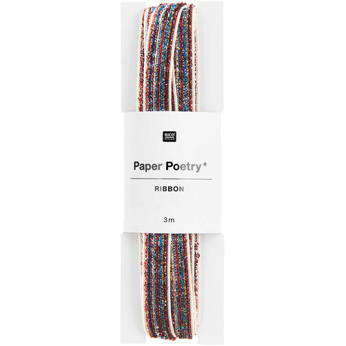 Red, Blue & Silver Glitter Ribbon