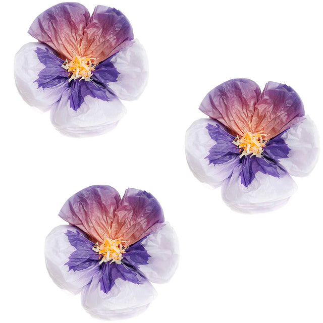 Purple Tissue Paper Pansy Decorations