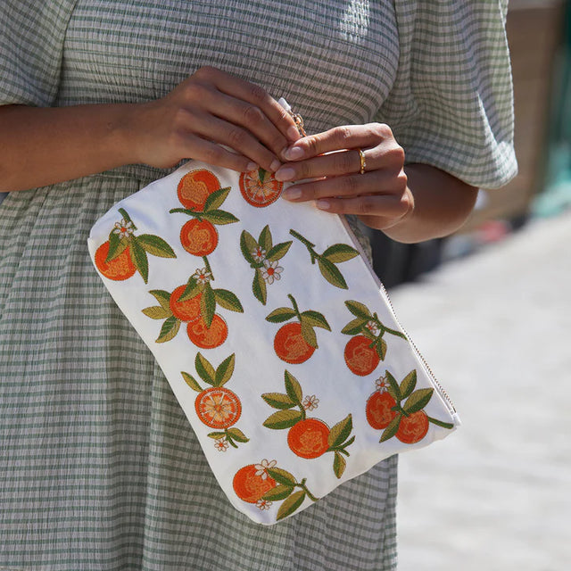 Orange Blossom Everyday White Pouch