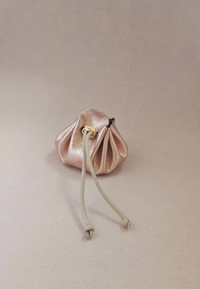 Champaign Leather Drawstring Pouch