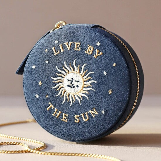 Navy Sun Embroidered Jewellery Box