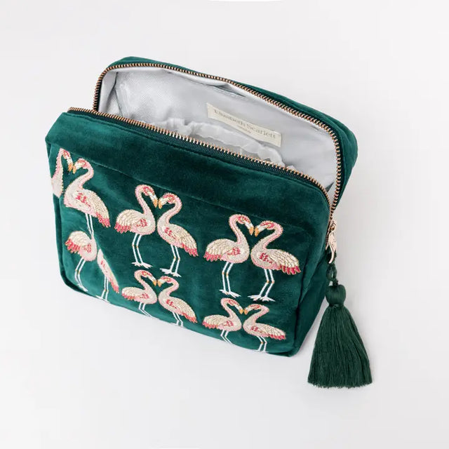 Flamingo Velvet Wash Bag