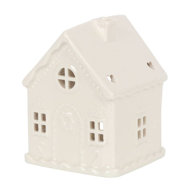 White Gingerbread House Tealight Candle Holder