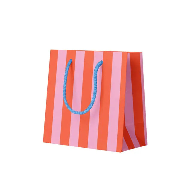 Small Pink & Orange Stripe Gift Bag