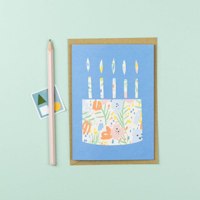 Floral Birthday Cake Card