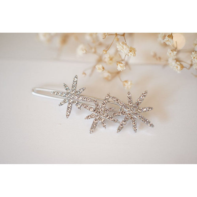 Silver Crystal Stars Hair Clip