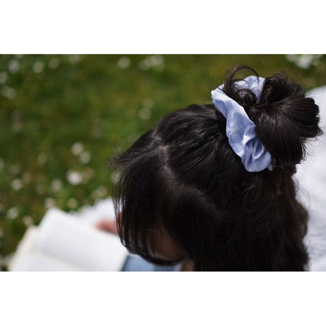 Light Blue Gingham Scrunchie