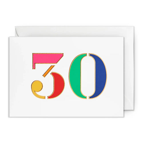 30th Multi Coloured Card