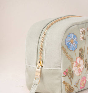 Pressed Flowers Velvet Makeup Bag