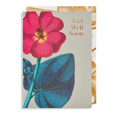 Get Well Soon Floral Gold Card
