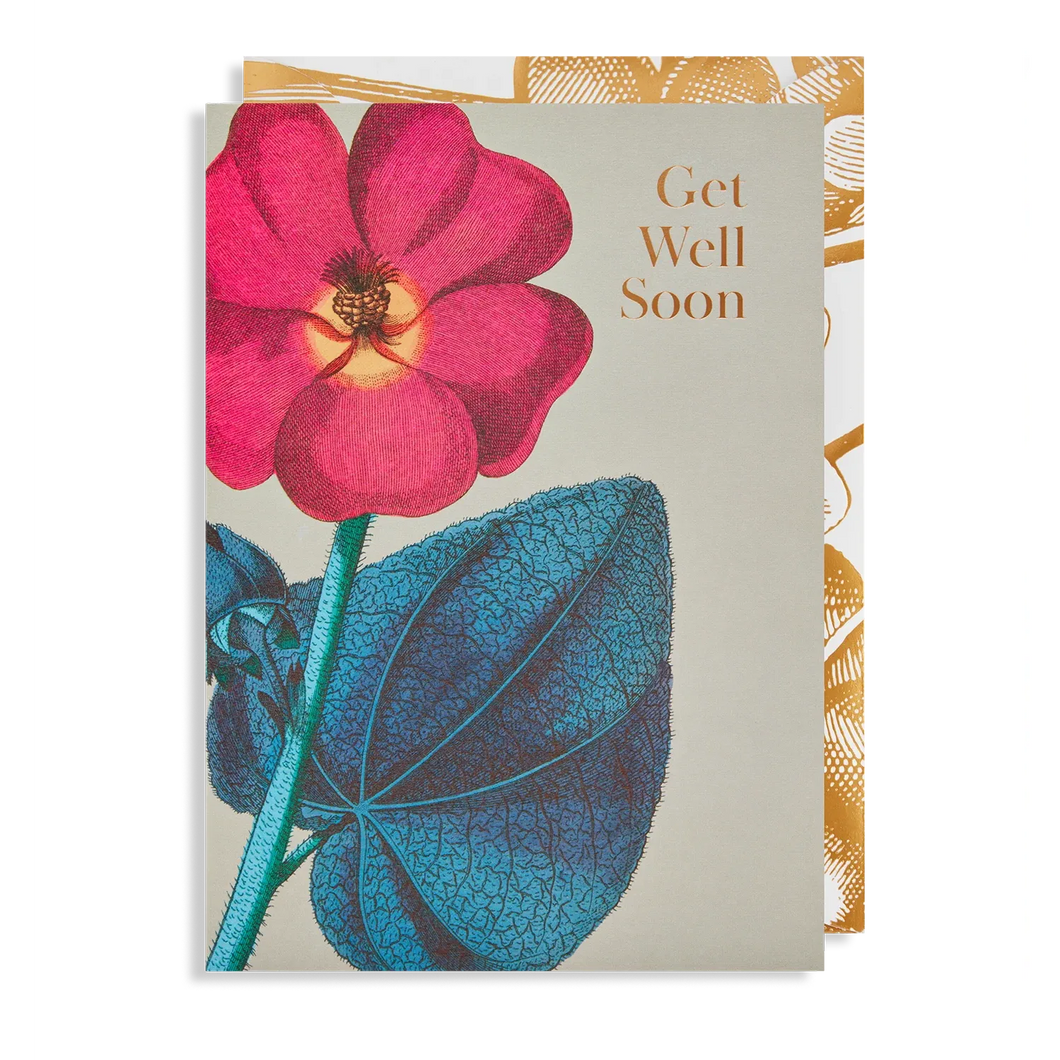 Get Well Soon Floral Gold Card