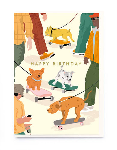 Skateboarding Dogs Card