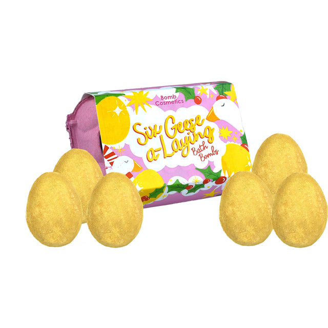 6 Geese A-Laying Golden Bath Fizzer Eggs