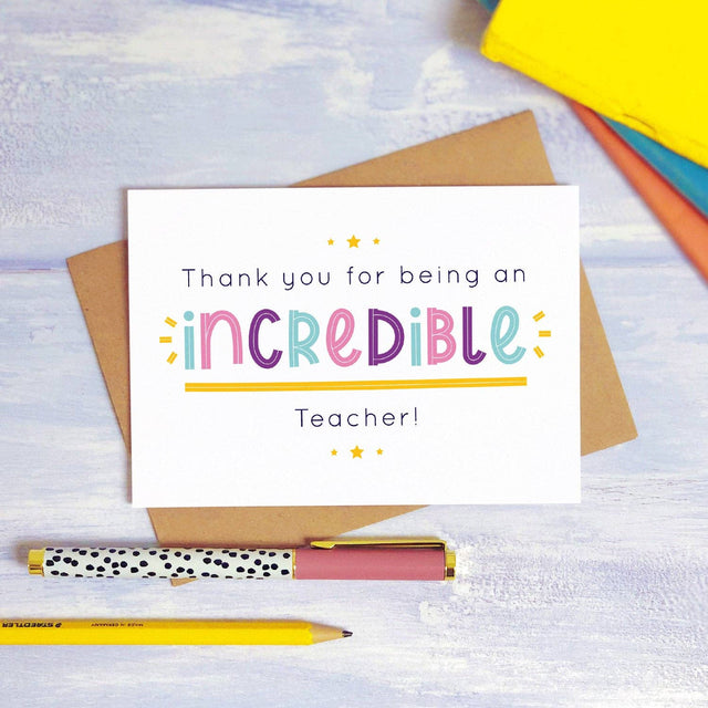 Incredible Teacher Thank You Card: Rainbow
