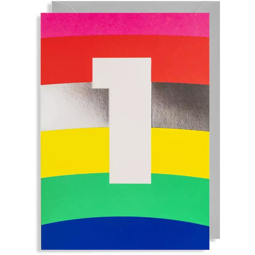 Age 1 Rainbow Stripe Birthday Card