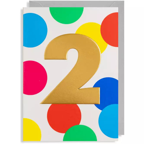 Age 2 Rainbow Spot Birthday Card