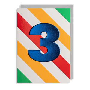 Age 3 Rainbow Stripe Birthday Card