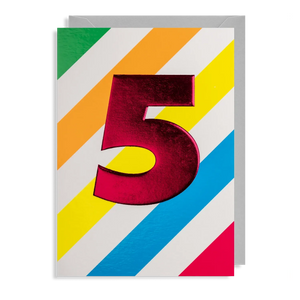 Age 5 Rainbow Stripe Birthday Card