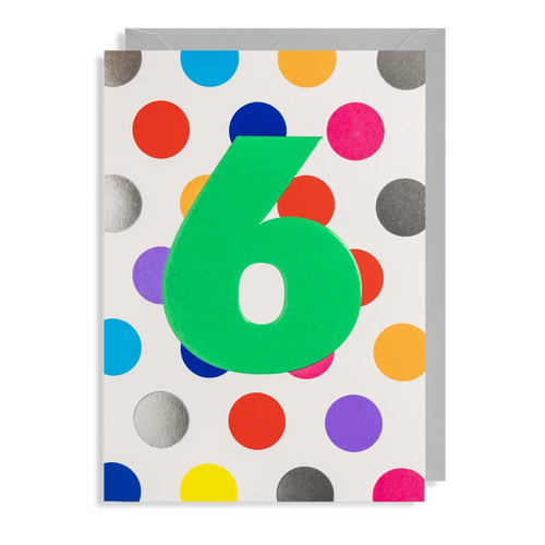 Age 6 Rainbow Spot Birthday Card