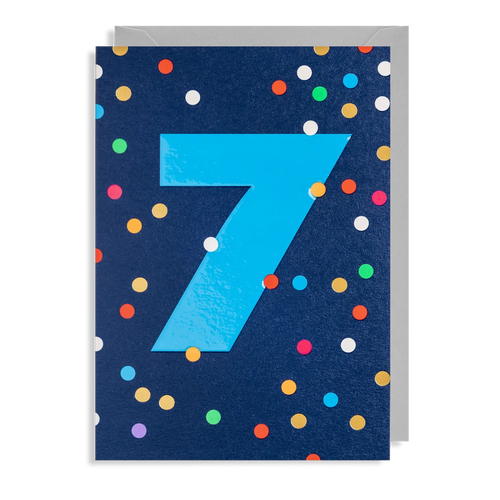 Age 7 Rainbow Spot Birthday Card