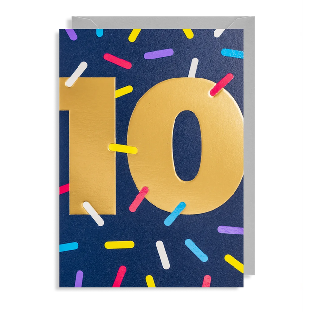 Age 10 Rainbow Sprinkles Birthday Card