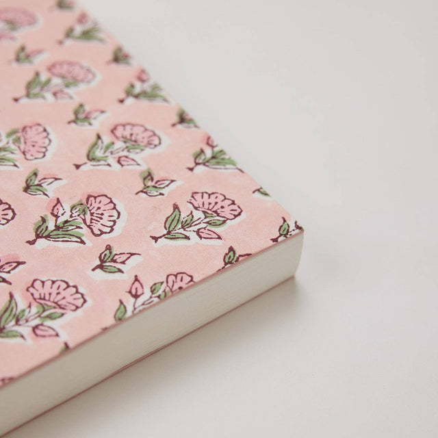 Ditsy Floral Blush Block Printed Notebook