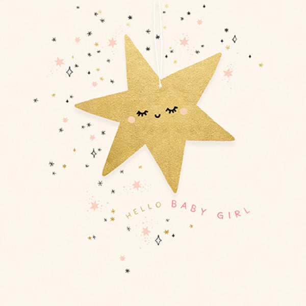 Baby Girl Hanging Star Card