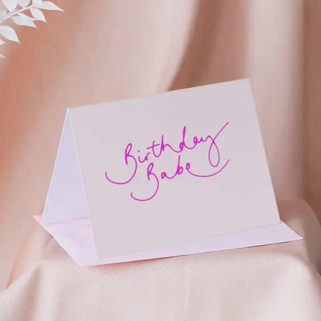 Birthday Babe Metallic Pink Card
