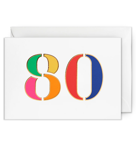 Age 80 Rainbow Birthday Card
