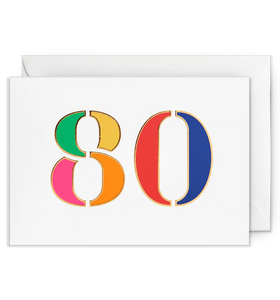 Age 80 Rainbow Birthday Card