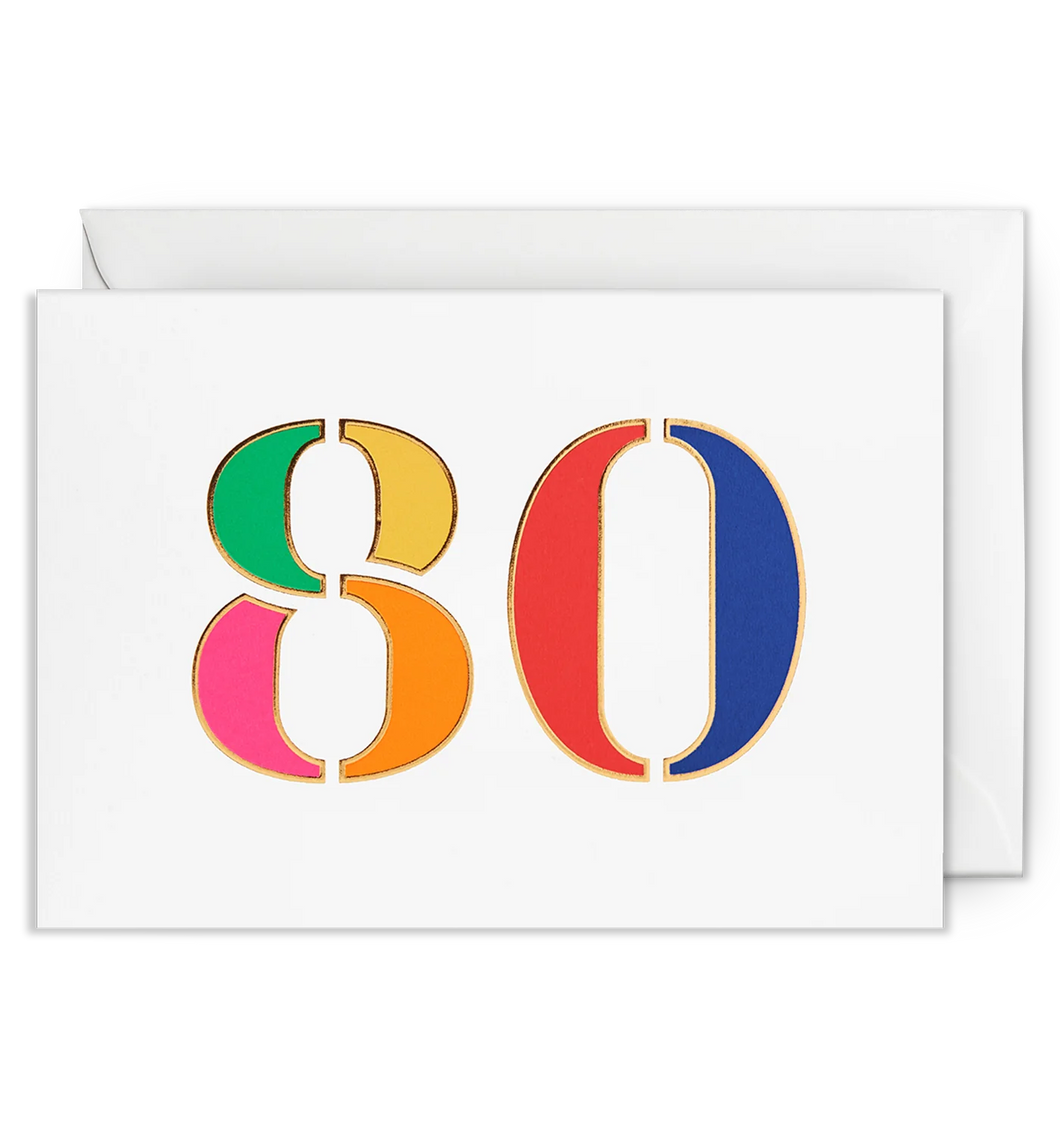 Age 80 Rainbow Birthday Card
