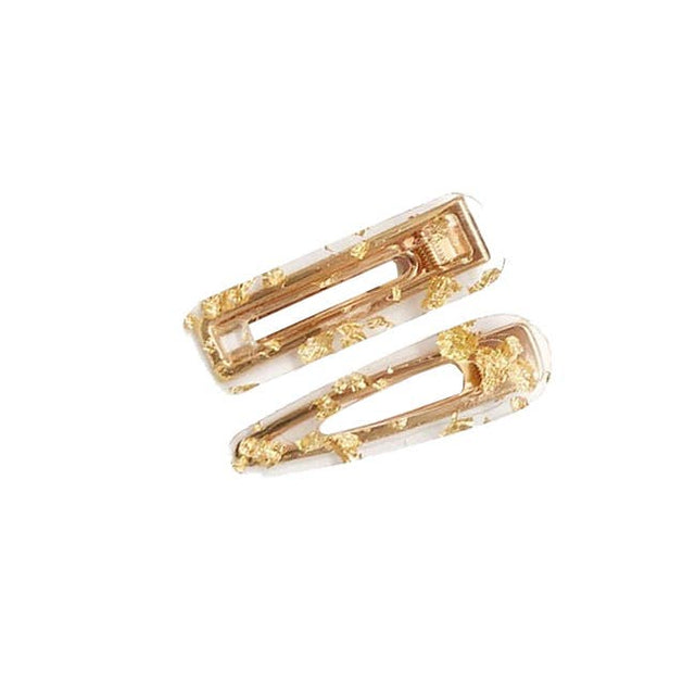 Twin Resin Hair Clip in Gold