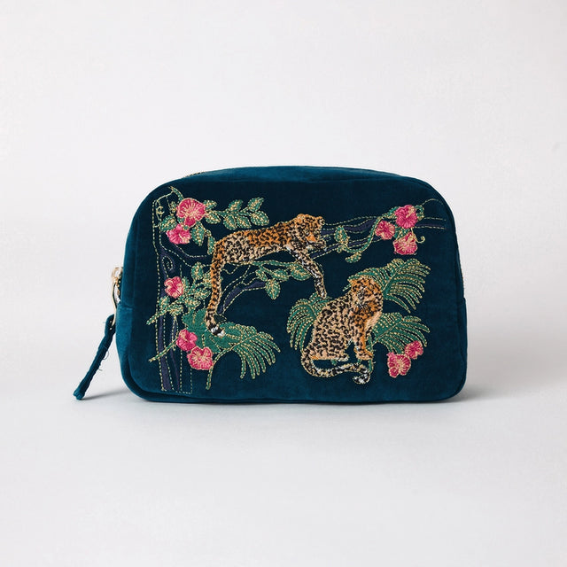 Jungle Jaguar Velvet Makeup Bag