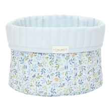Load image into Gallery viewer, Small Reversible Quilted Storage Basket: Blue Forest Adventure