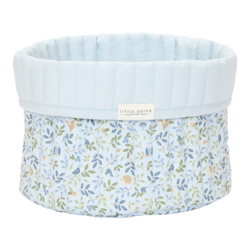 Small Reversible Quilted Storage Basket: Blue Forest Adventure