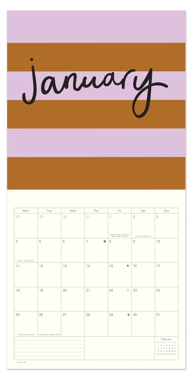 2027 Stripes Square Calendar