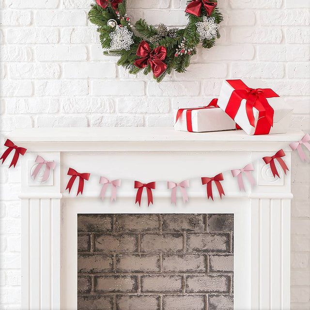 Pink & Red Bow 3D Garland
