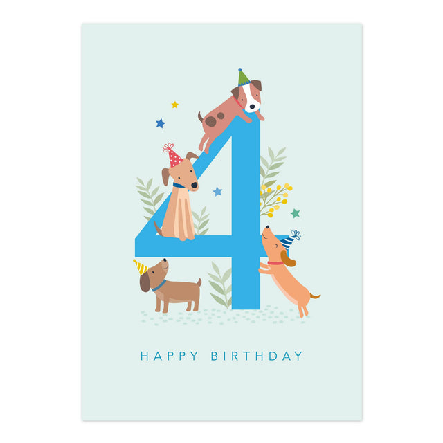 Age 4 Dogs Card