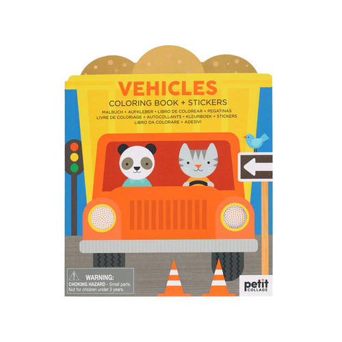 Vehicles Colouring Book + Stickers